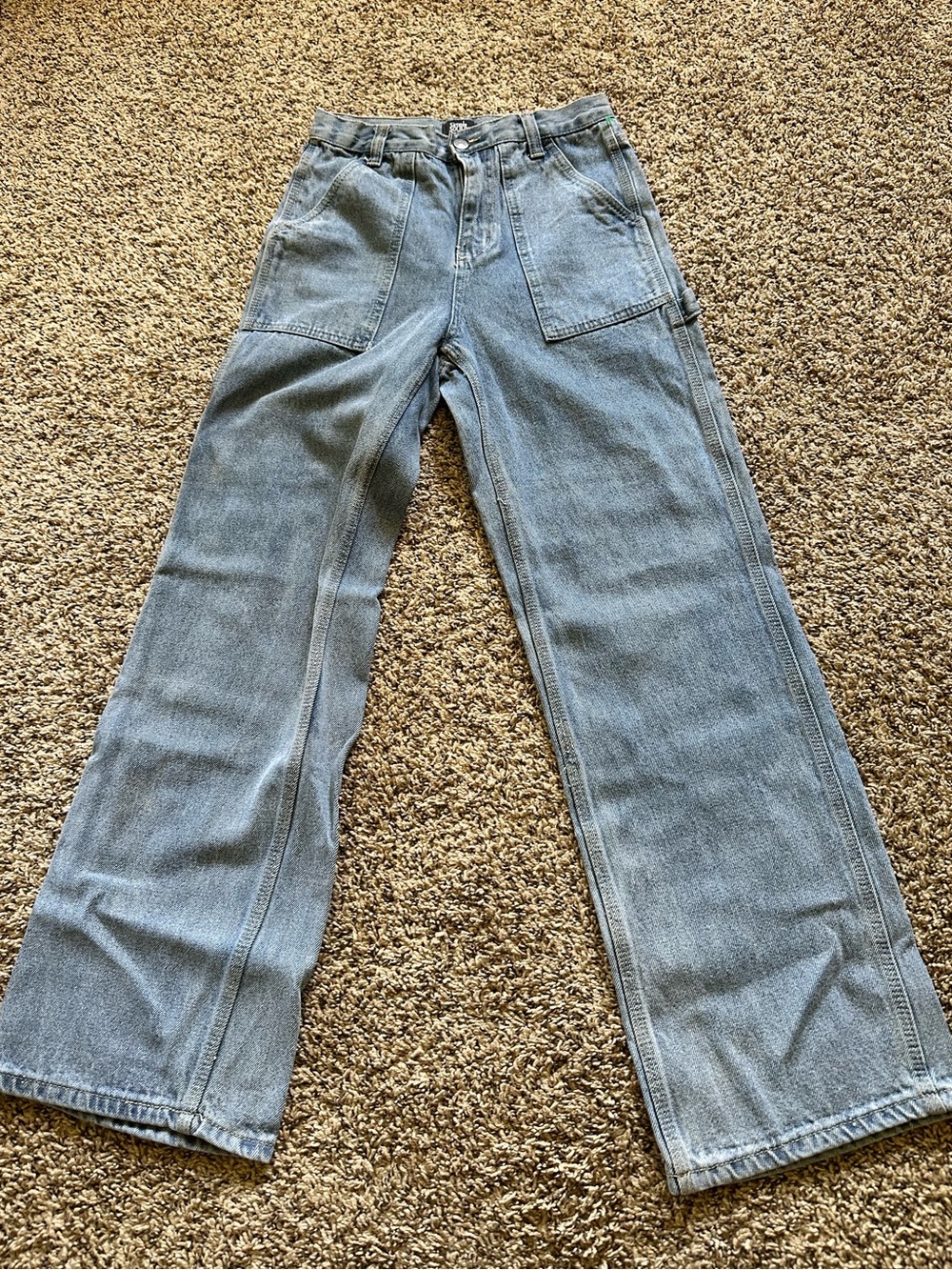 Simple Society Light Wash Wide Leg Carpenter Jeans - Size 0/24